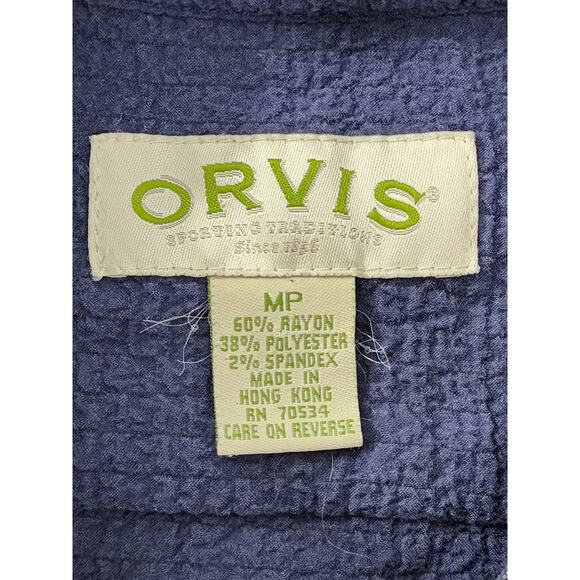 Vintage 90s Orvis Zip Front Crinkle Long Sleeve Jacket Size MP Blue Lightweight - Picture 4 of 8